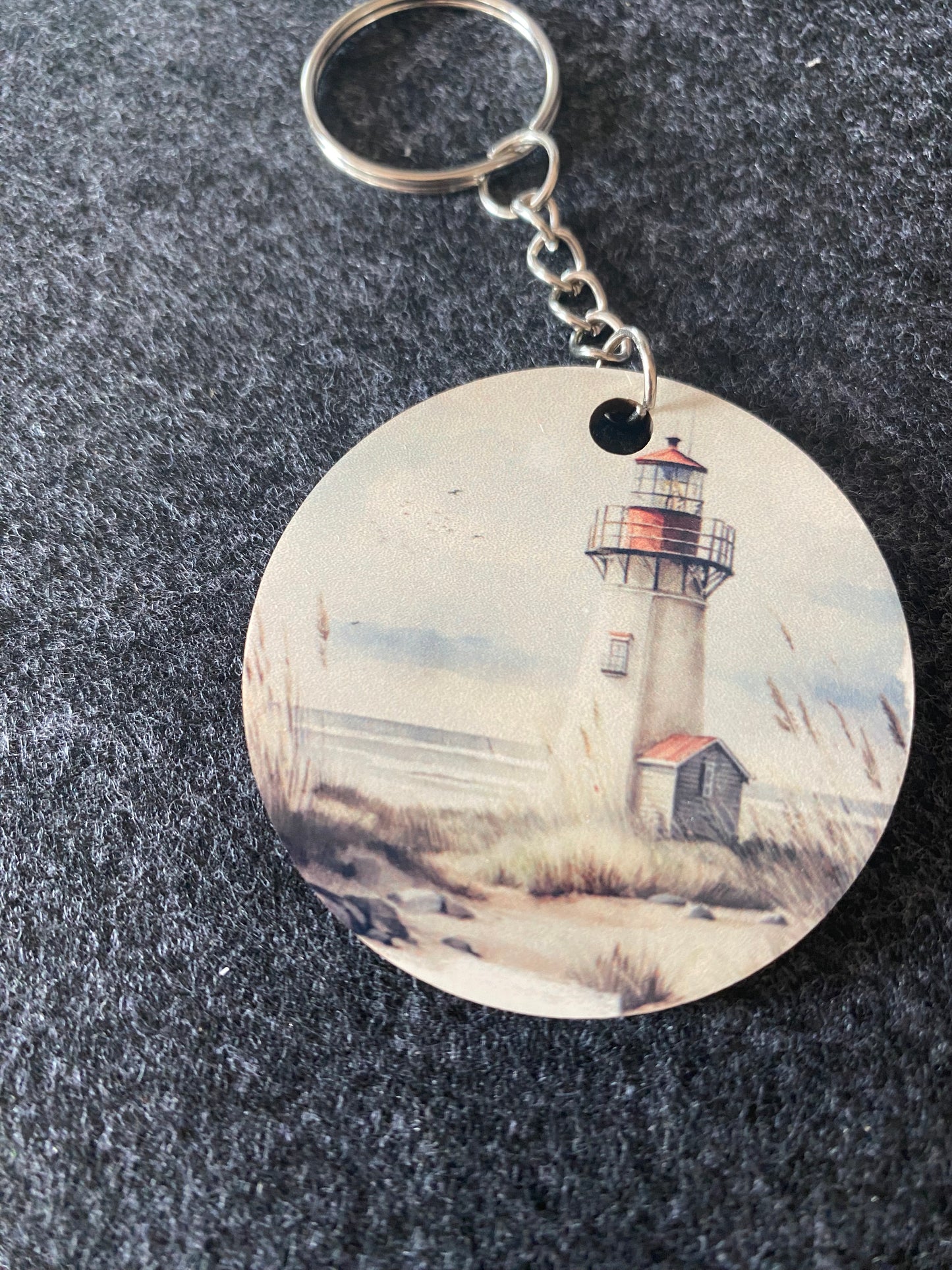 Schlüsselanhänger Leuchtturm & Boote am Strand