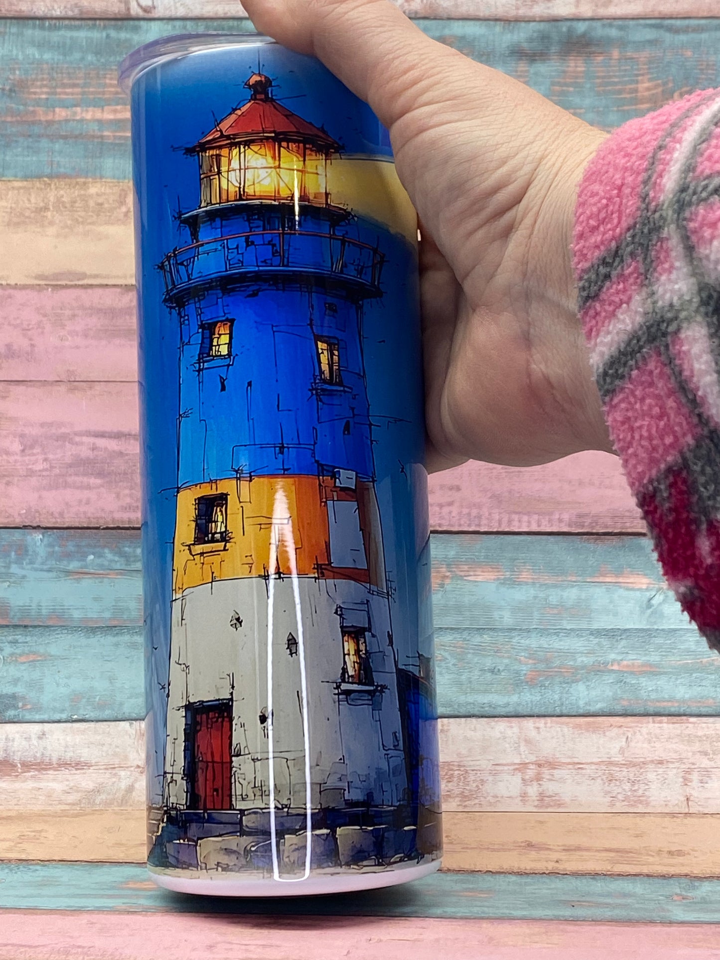 Edelstahl Tumbler „Leuchtturm am Meer“