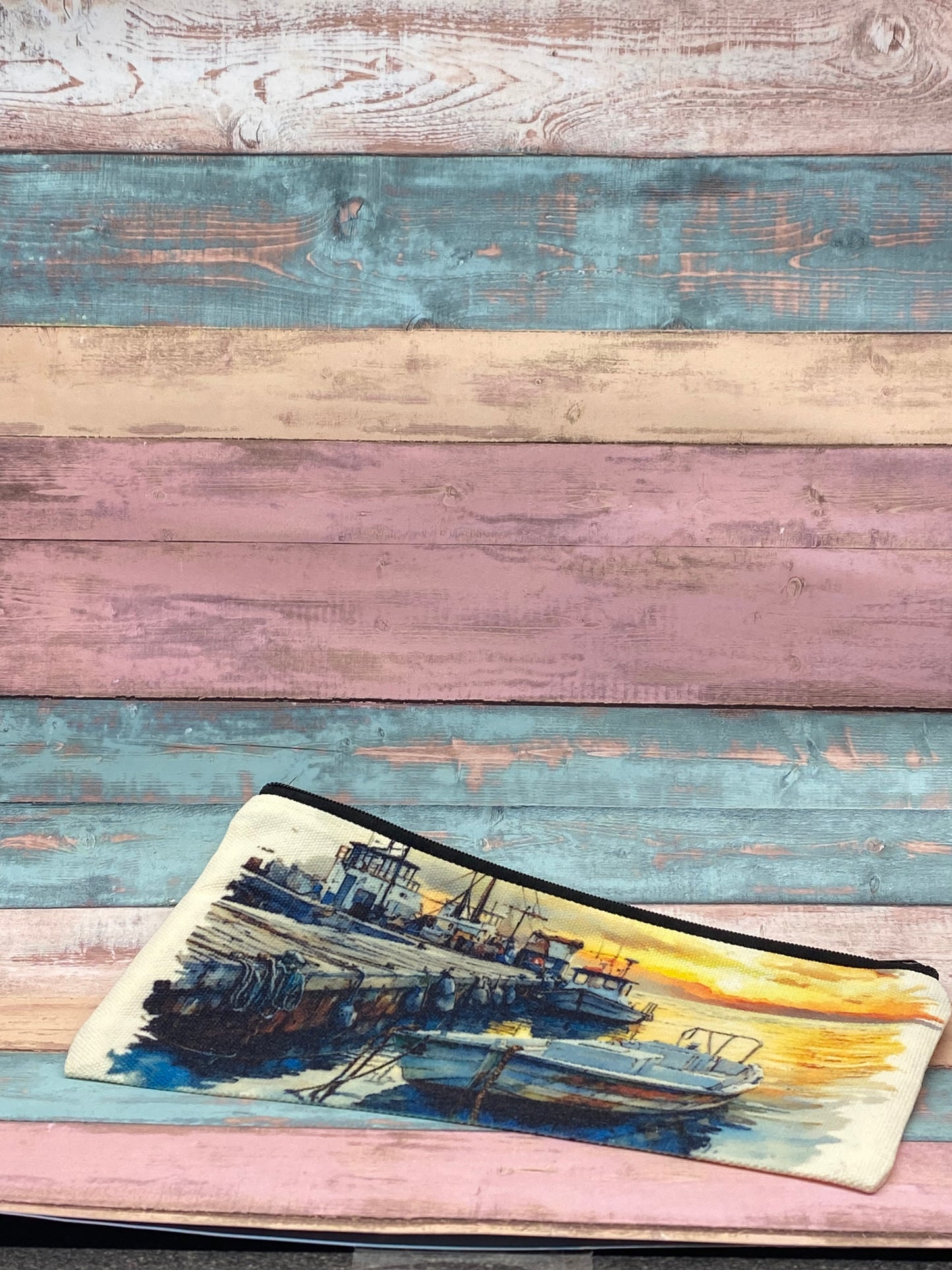 🧵 Stofftäschchen mit Reißverschluss – Maritimes Design