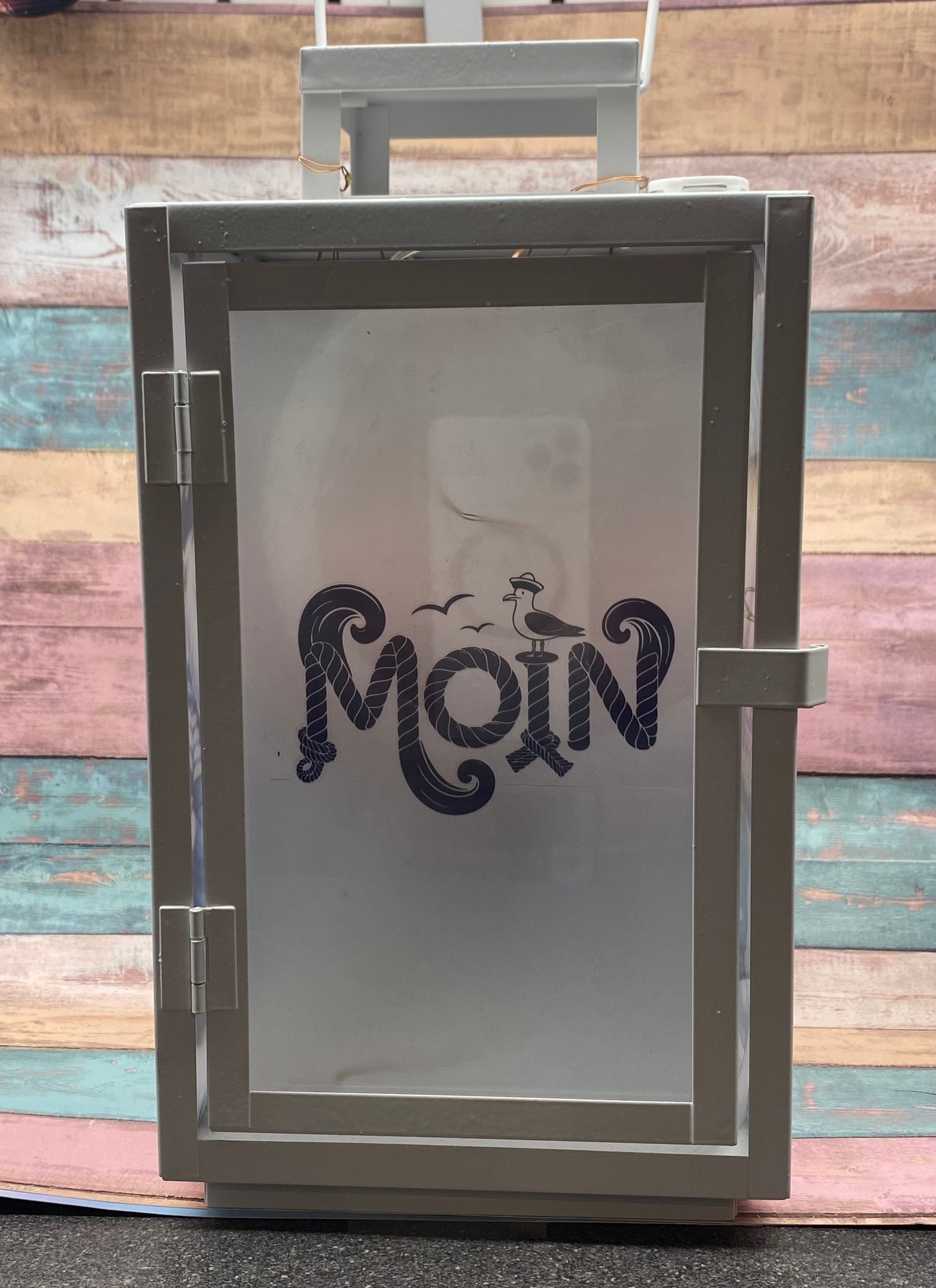 🕯️ Maritime Deko-Laterne „MOIN“ – Seemann-Motiv