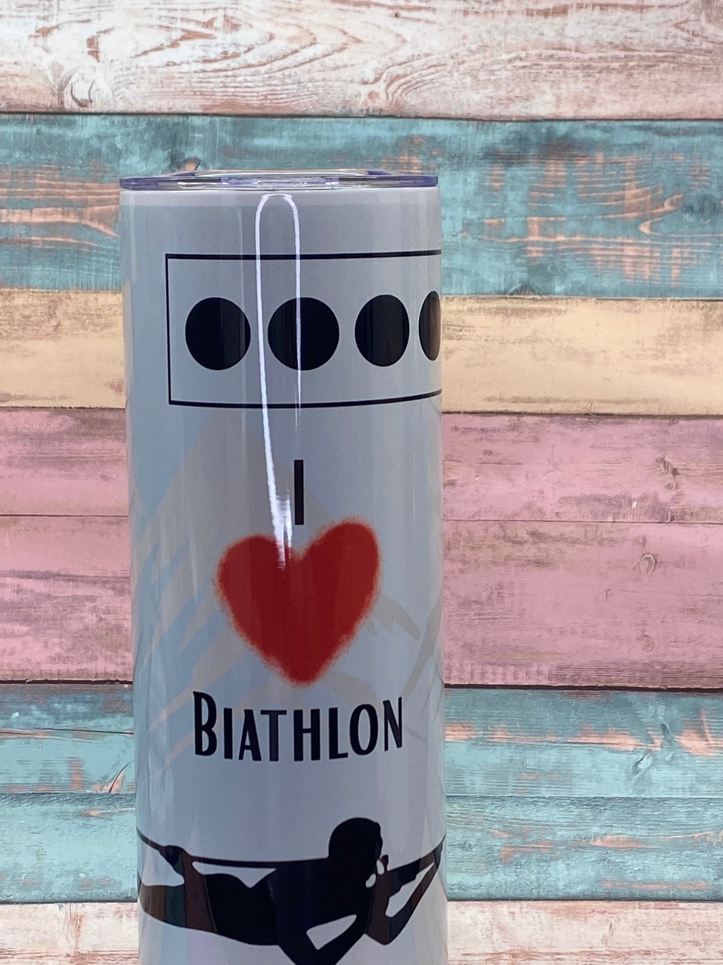 🎯 Edelstahl Tumbler „I ❤️ Biathlon“ – für echte Biathlon-Fans