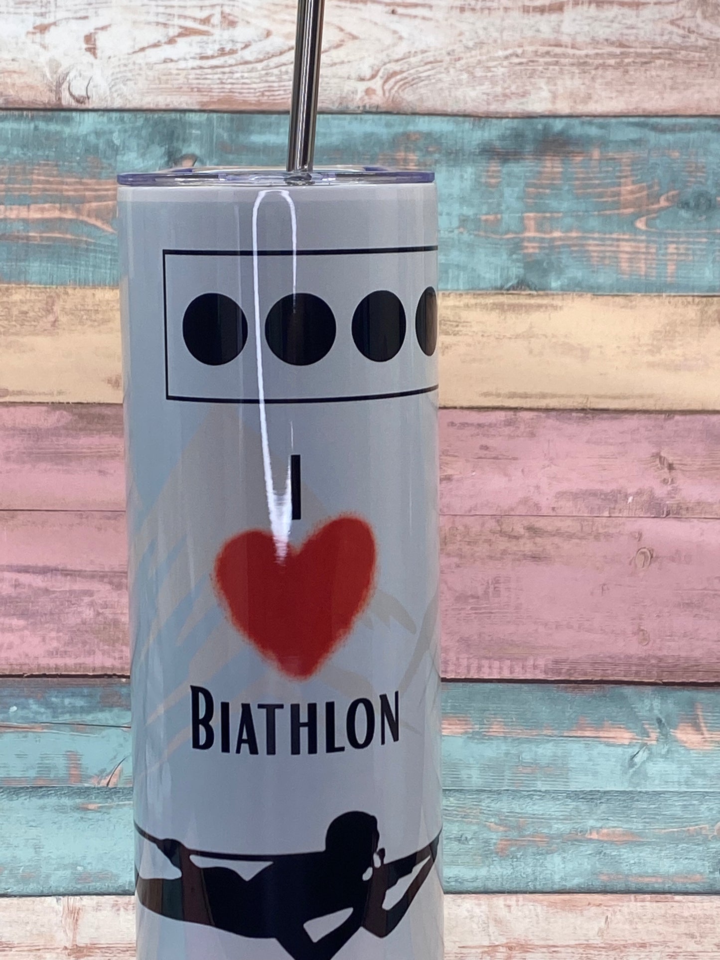 🎯 Edelstahl Tumbler „I ❤️ Biathlon“ – für echte Biathlon-Fans