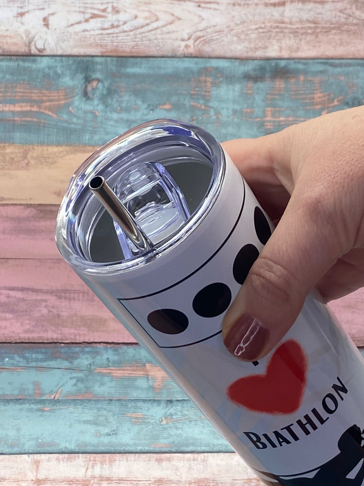 🎯 Edelstahl Tumbler „I ❤️ Biathlon“ – für echte Biathlon-Fans