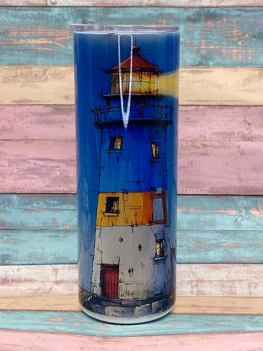 Edelstahl Tumbler „Leuchtturm am Meer“