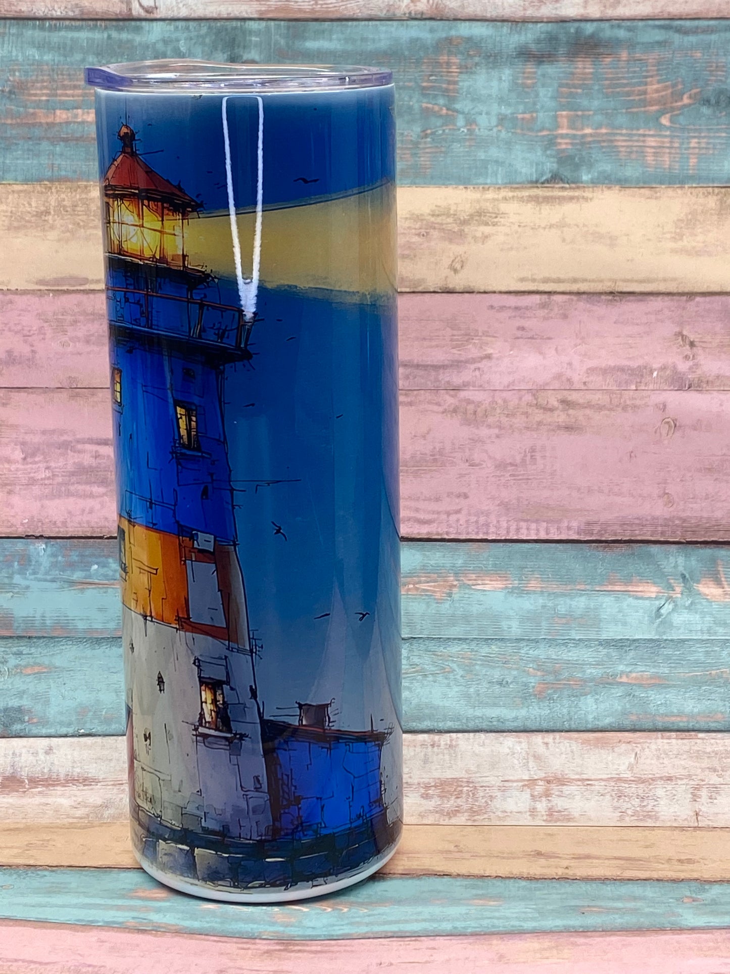 Edelstahl Tumbler „Leuchtturm am Meer“