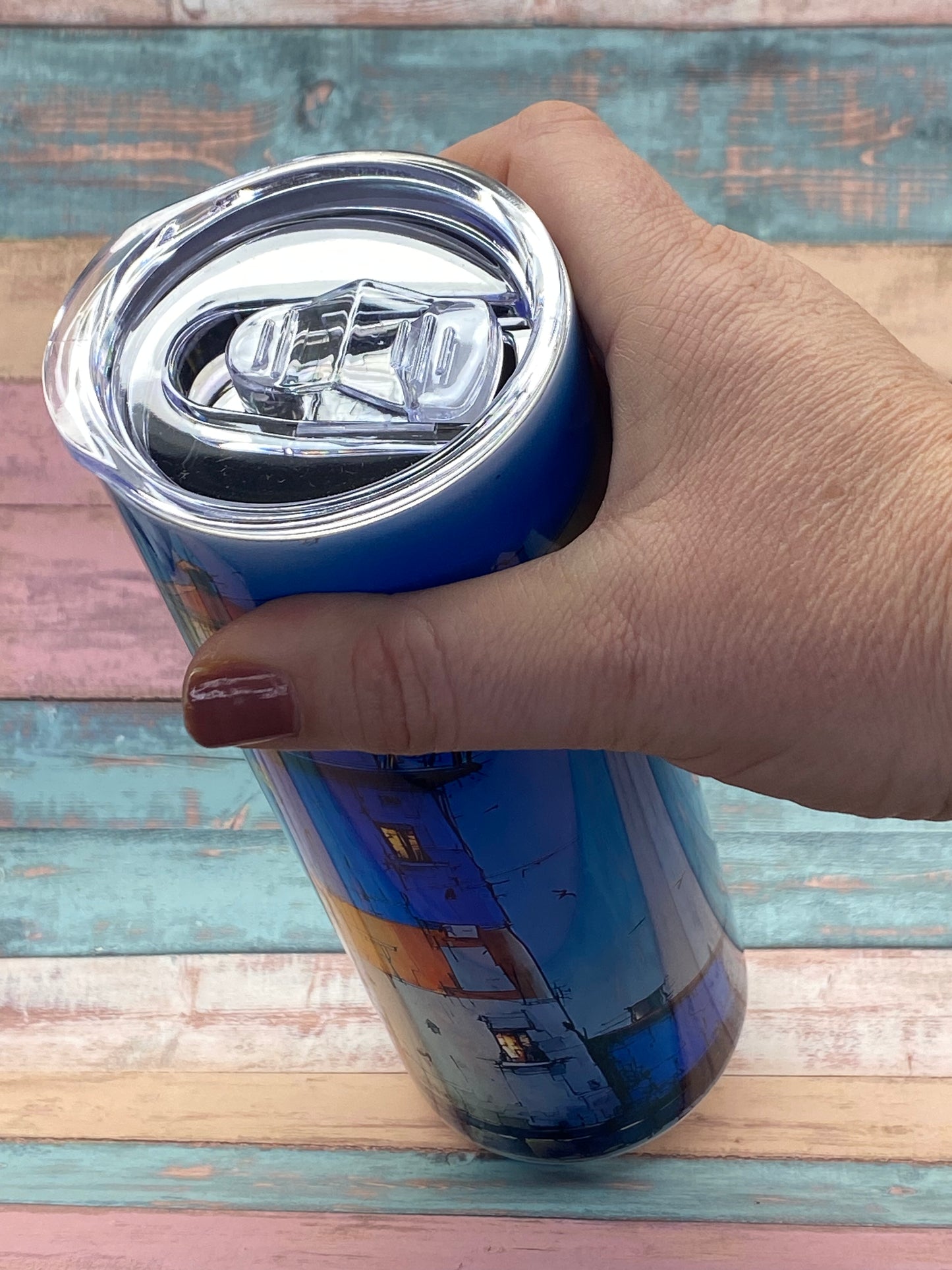 Edelstahl Tumbler „Leuchtturm am Meer“