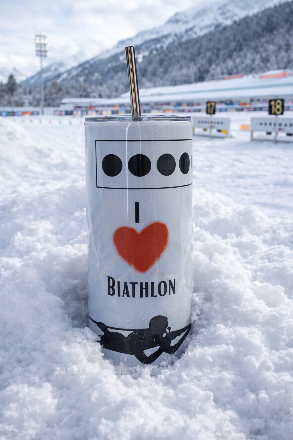 Edelstahl Tumbler „I ❤️ Biathlon“ – für echte Biathlon-Fans
