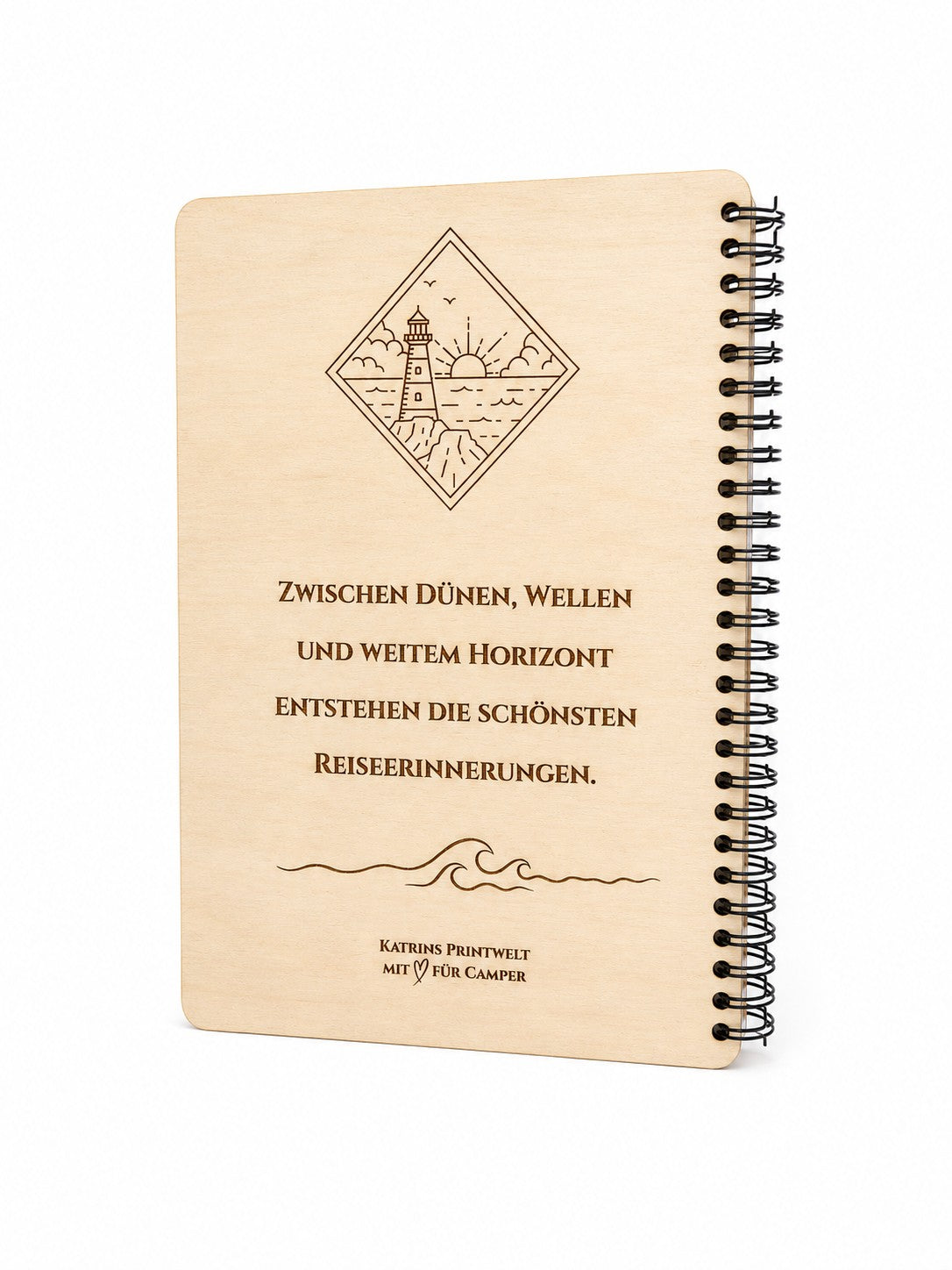 Stellplatzbuch Coast Edition aus Holz – Camping Tagebuch für Wohnmobil & Camper | Reisetagebuch mit Holzcover