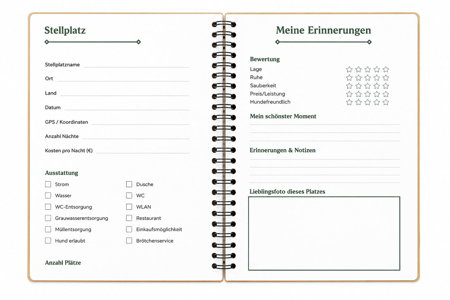 Stellplatzbuch Nordkap Edition aus Holz – Camping Tagebuch für Wohnmobil & Camper | Handgefertigtes Reisetagebuch