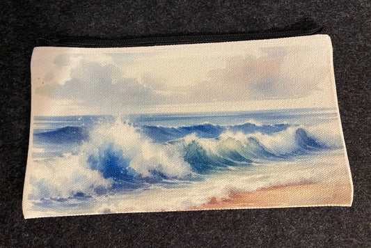 🌊 Kosmetiktasche „Nordseefeeling“ – Maritime Tasche mit Wellenmotiv