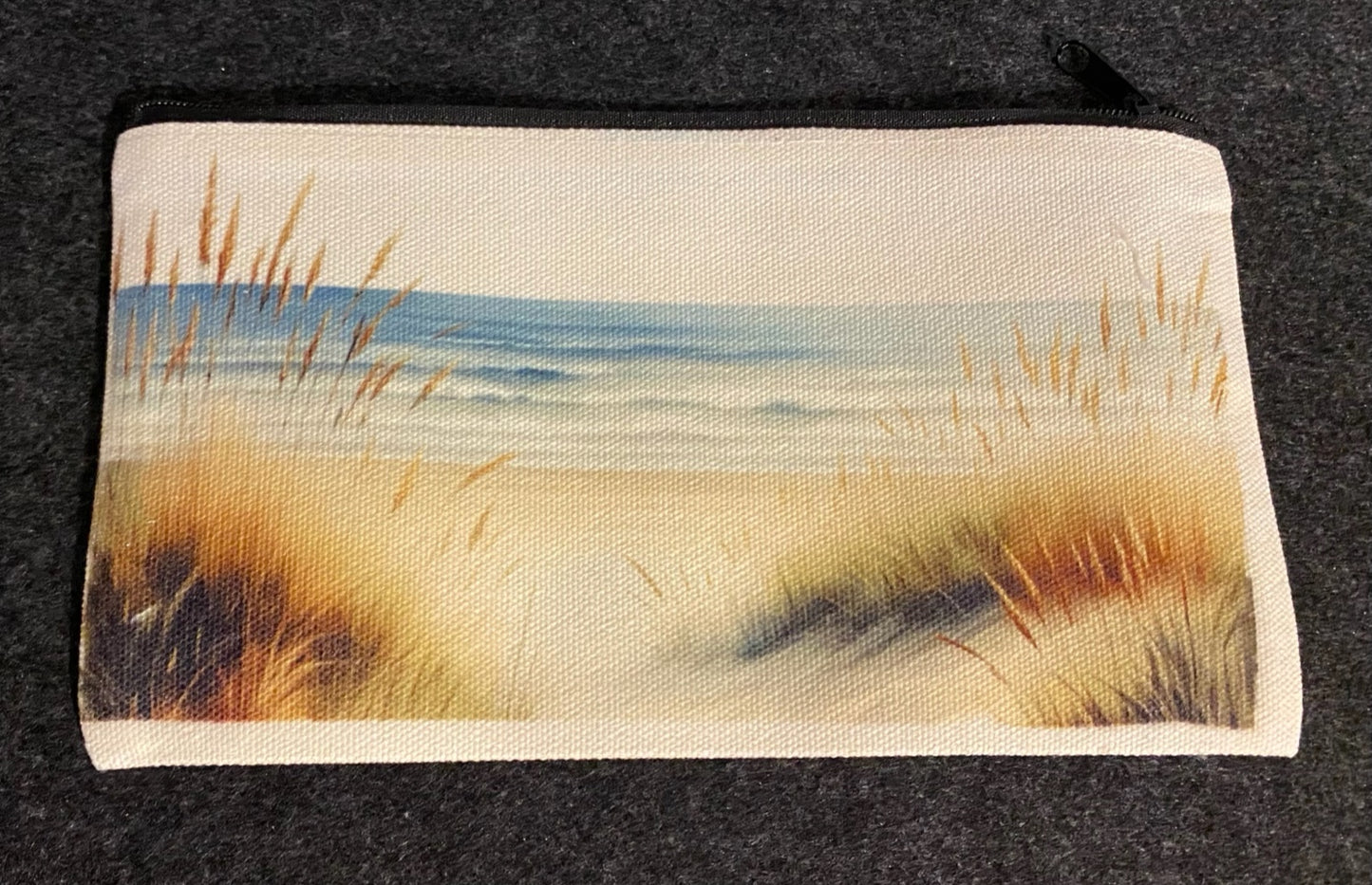 🏝️ Kosmetiktasche „Strandträume“ – Maritime Tasche mit Dünen & Meerblick