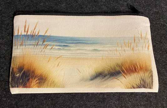 🏝️ Kosmetiktasche „Strandträume“ – Maritime Tasche mit Dünen & Meerblick