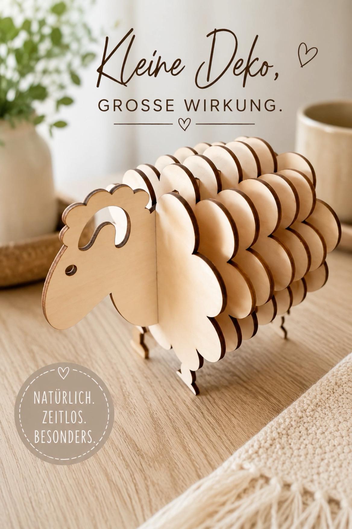 Schaf Untersetzerhalter aus Holz mit Untersetzern | Lustige Tischdeko | Geschenk für Schafliebhaber | Holzdeko