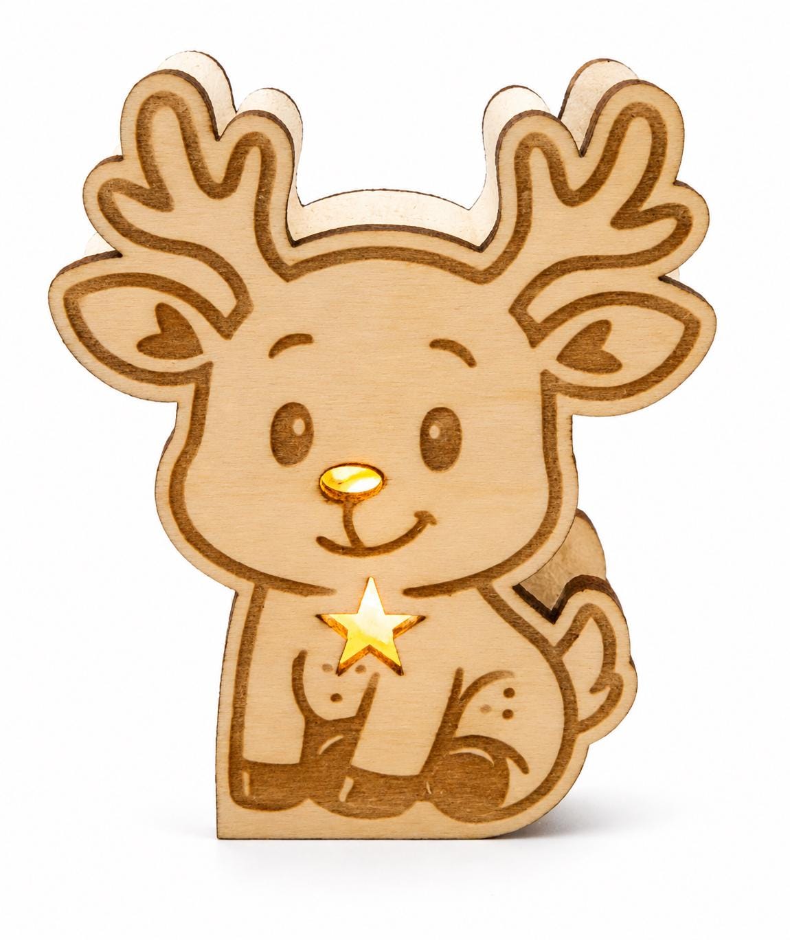 Rentier Leuchte aus Holz mit LED  Weihnachtsdeko | Kleines Rentierlicht | Adventsdeko | Geschenkidee aus Holz