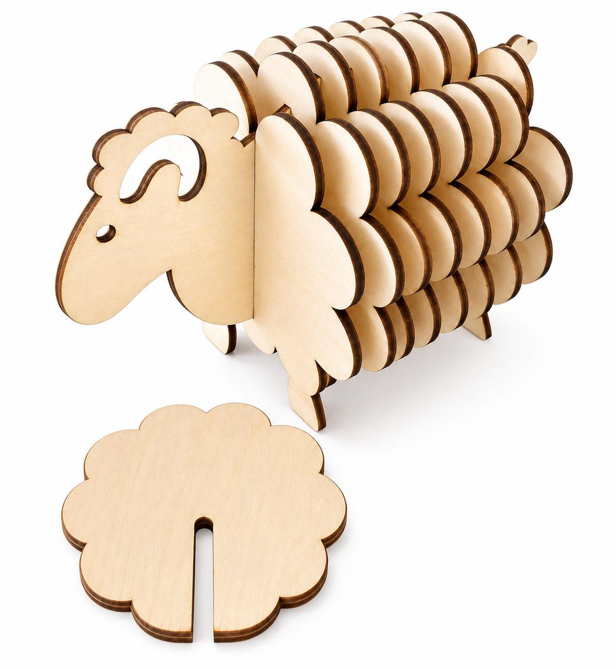 Schaf Untersetzerhalter aus Holz mit Untersetzern | Lustige Tischdeko | Geschenk für Schafliebhaber | Holzdeko