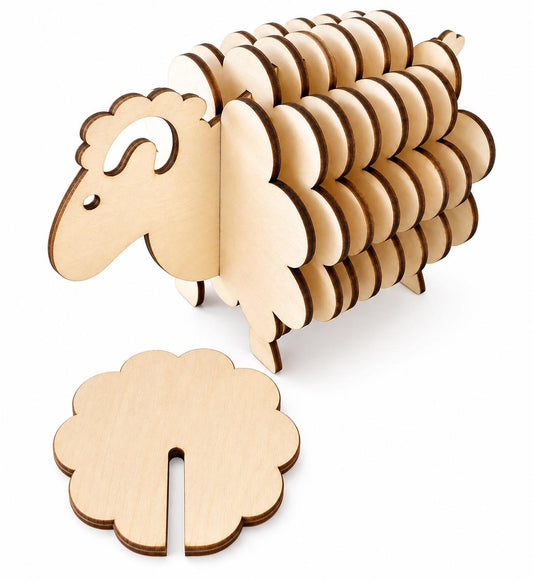 Schaf Untersetzerhalter aus Holz mit Untersetzern | Lustige Tischdeko | Geschenk für Schafliebhaber | Holzdeko